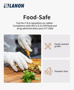 LANON Food Safe White Disposable Nitrile Gloves, Latex-Free, Powder-Free, Textured Fingertips, Cooking, Cleaning, Case, Large