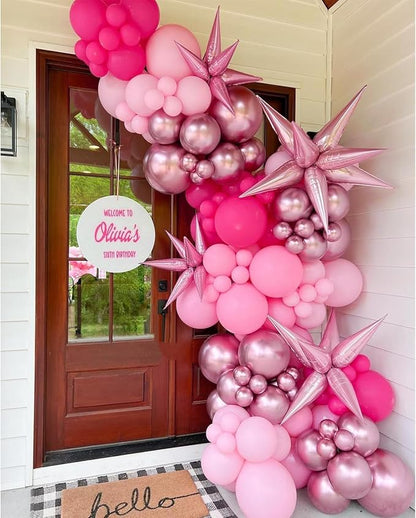 Pink Balloon Arch Kit with Star Foil Balloons, Metallic Pastel Pink Confetti - Image 4