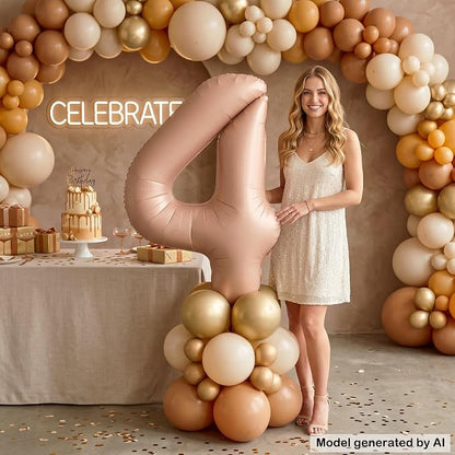 40 Inch Caramel Foil Number 4 Balloon - Image 4