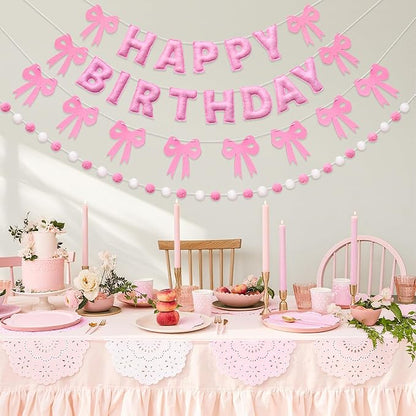 Pre-Strung Pink Birthday Decorations 3D Pink Birthday Banner - Image 8