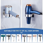 Hair Dryer Holder Wall Mounted, Blow Dryer Holder, Hair Tool Organizer for Hair Dryer Storage Hanger, Adhesive Hairdryer Holder for Bathroom Barber Shop (Silver)