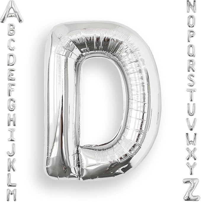 AULE 40 Inch Silver D Balloon Letter Foil A-Z Birthday Big Alphabet | Birthday by AULE