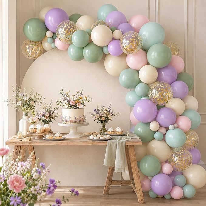 Dusty Green Purple Pink Balloons - Image 3