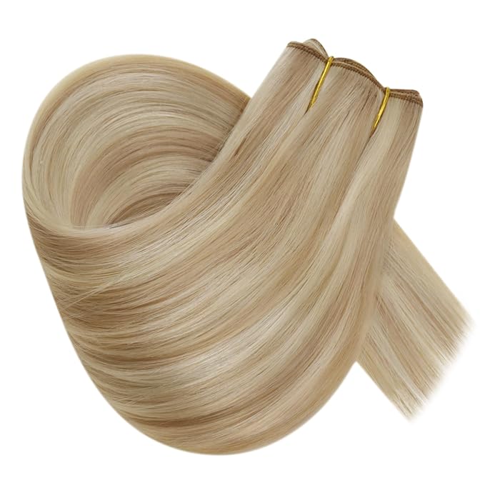 RUNATURE Wire Human Hair Extensions, Invisible Wire Hair Extensions Real Hair for Women, One Piece Clip in Fish Line Extensiosn, Doubel Weft Remy Brazilian Natural Hair, 18 Inch 80g #18P613