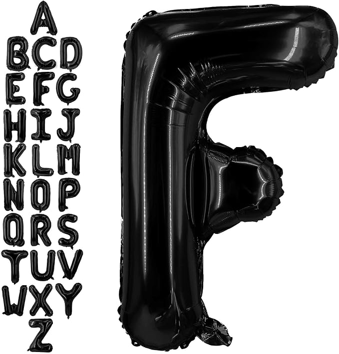 40 Inch Black Letter F Balloons, DIY Phrase Foil Alphabet Letter F Balloons DIY by LHOAVWE