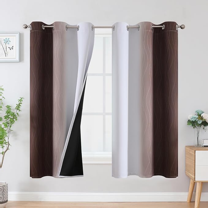 Brown and Greyish White Ombre Blackout Curtains by ESTELARTEXTILER