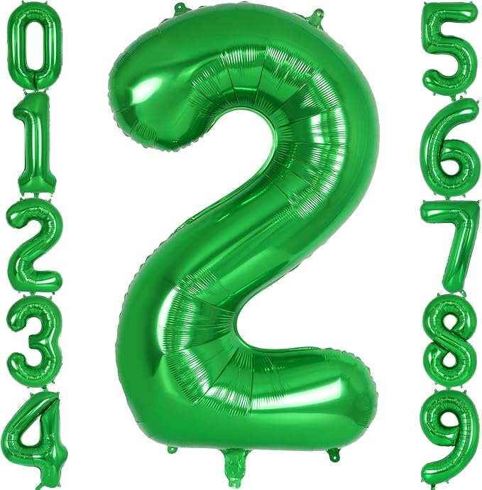 Dark Green Number 2 Balloon 40 Inch, Big Large Foil Helium Number Balloons by AIQINHU