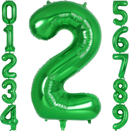 Dark Green Number 2 Balloon 40 Inch, Big Large Foil Helium Number Balloons by AIQINHU