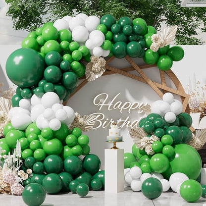 SUWEN 153Pcs Green Balloon Arch Kit Garland 18 10 5 Inch Emerald Dark White | by SUWEN