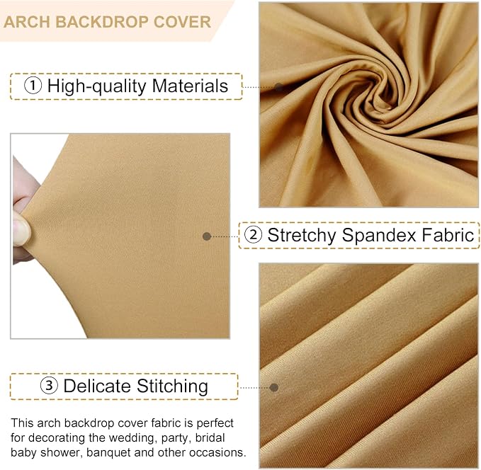 FANPROMS Khaki Arch Cover Set of 2 Arch Backdrop Stand Cover 6FT 7.2FT Spandex - Image 4