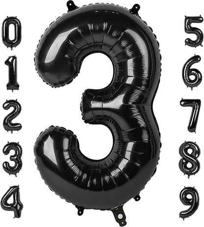 Number Balloon 40 Inch Black Number 3 by Mluchee