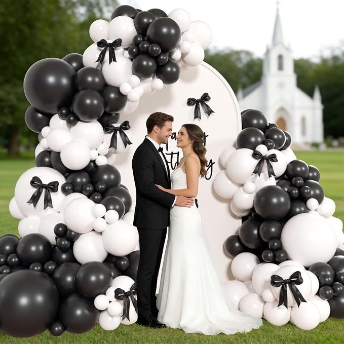 155pcs Black and White Balloon Arch Kit - Image 6