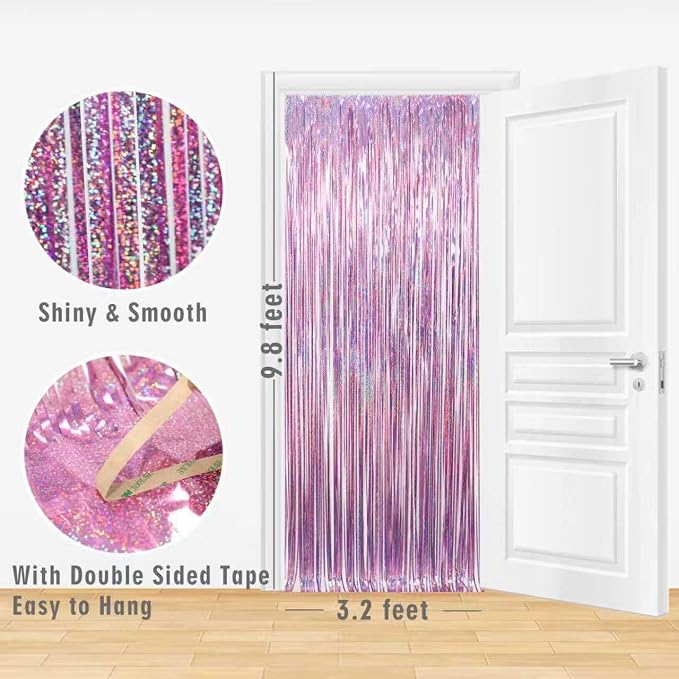 GOER 3.2 ft x 9.8 ft Metallic Tinsel Foil Fringe Curtains Party Photo Backdrop - Image 6
