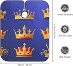 Men's Soft Hair Cutting Cape with Adjustable Closure Barber Cape Purple Blue Gold Royal Crown