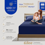 THREAD SPREAD 100% Cotton King Size Pillow Cases Set of 2-400 Thread Count Pillowcases King Size Set of 2 (Navy Blue), Luxuriously Soft Hotel Quality Sateen Weave Pillowcases, Crisp & Cool
