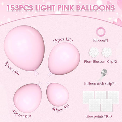 Amandir 153pcs Pink Balloons Arch Garland Kit Different Sizes | 18 12 10 5 Inch - Image 3