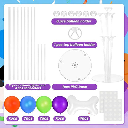 4 Set Purple Orange Green Blue Balloon Stand Centerpiece Table Decorations - Image 2