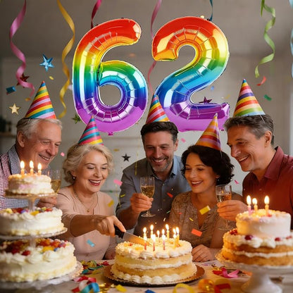 40 Inch Number 62 Balloons for 62nd Birthday Party Decorations, 0-100 Rainbow - Image 2
