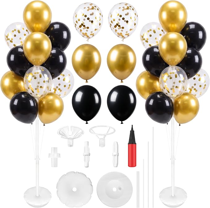 Aneco 4 Set Black and Gold Balloon Stand Kit by Aneco