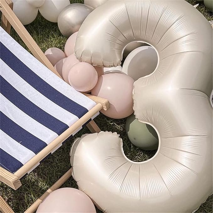 Cream 2 Balloons, 40 Inch Giant Helium Foil Number 0-9 Beige 2th Birthday - Image 5