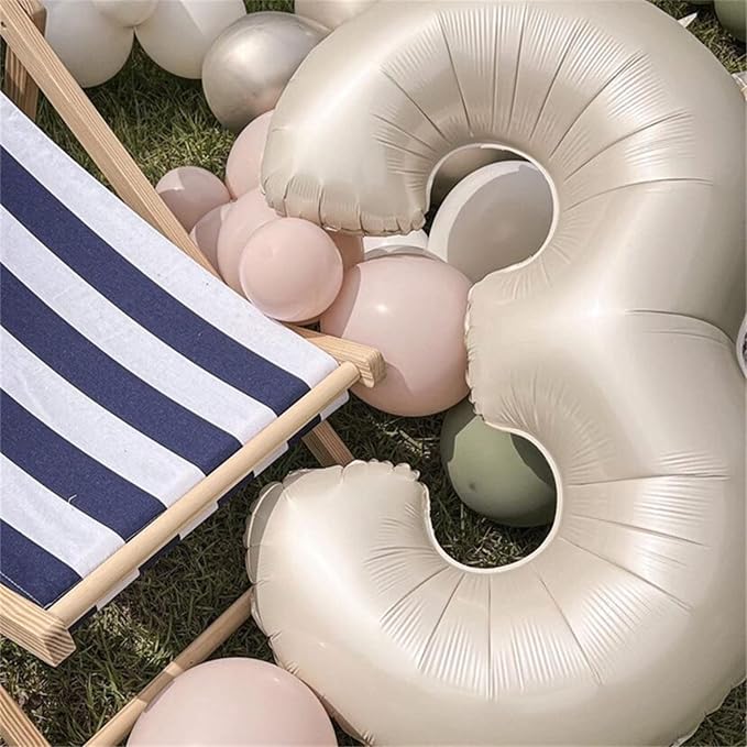 Beige 30 Balloon Numbers, 40 Inch Large Cream Foil Number 3 & 0 Balloons - Image 3