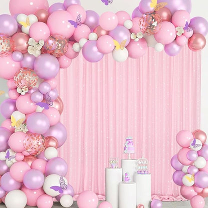 Pink Sequin Backdrop Curtains 2 Pcs 5FTx10FT Photography Background Party - Image 5