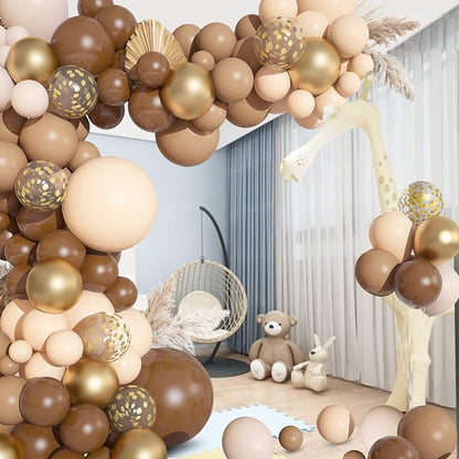 150PCS Neutral Brown Balloons Garland Arch Kit Different Size Nude Balloons | - Image 4