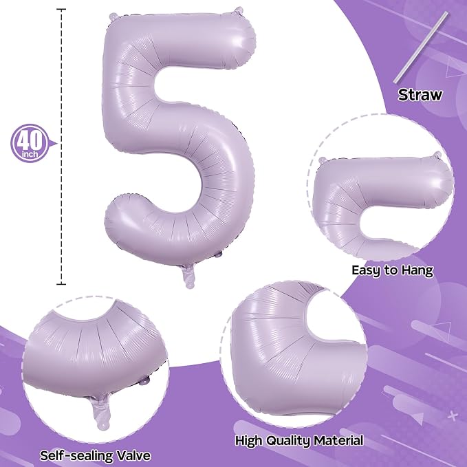 50th Birthday Balloons Pastel Purple - Image 2