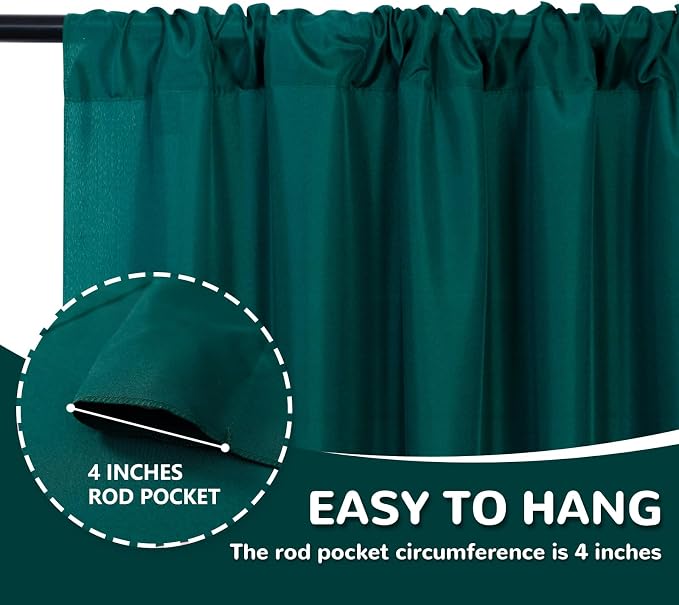 10ft x 8ft Hunter Green Backdrop Curtains - Image 5