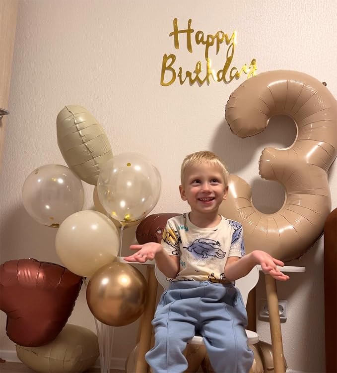 Light Brown Number 3 Balloon 40 inch, 3rd Birthday Party Balloons Decoration | - Image 5