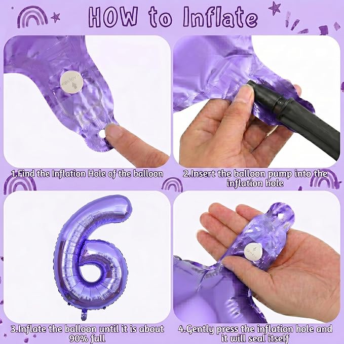 Purple Number 6 Balloon 40 Inch, Large Lavender Mylar Foil Number 6 - Image 5