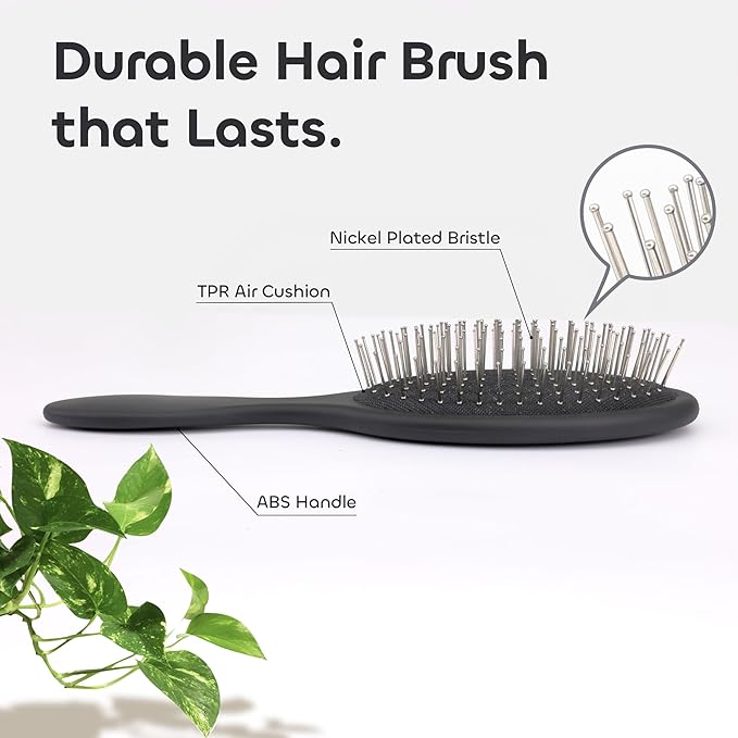 WeiLa Anti-Static Hair Brush Oval, Stainless-Steel Bristles Detangler for Wigs & Hair, ABS Handle (Rose, Regular)