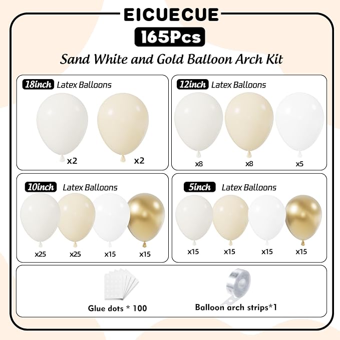 Sand White Gold Balloon Arch Kit - Image 2