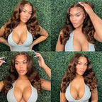 Chocolate Brown Body Wave Bundles Human Hair Color 4 Bundle Niegmeag Brazilian Virgin Remy Hair 3 Bundles 22 24 26 Inch Double Weft Soft and Silky Dark Brown Body Wave Bundle 151g
