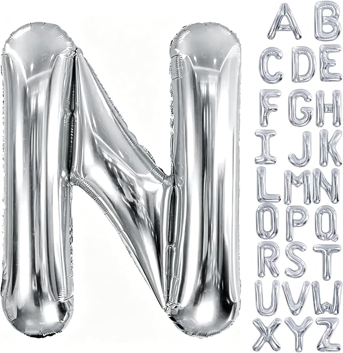 40 Inch Silver Letter Balloon, Large Foil Alphabet Balloons Birthday by Aeniaza