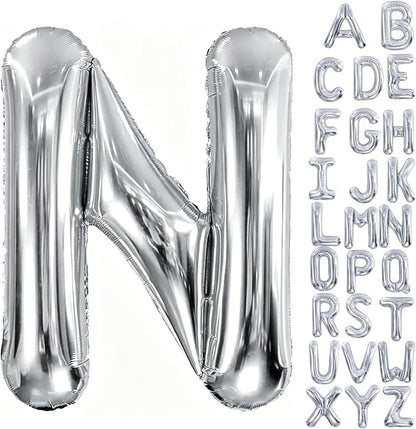 40 Inch Silver Letter Balloon, Large Foil Alphabet Balloons Birthday by Aeniaza