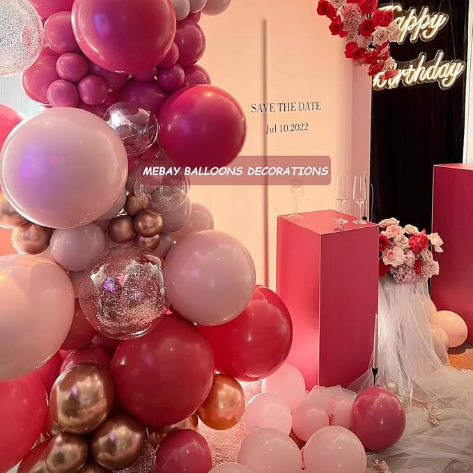 MEBAY Hot Pink Black Rose Gold Balloon Arch Garland Kit - Image 4