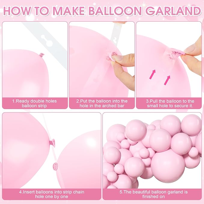 Amandir 153pcs Pink Balloons Arch Garland Kit Different Sizes | 18 12 10 5 Inch - Image 4