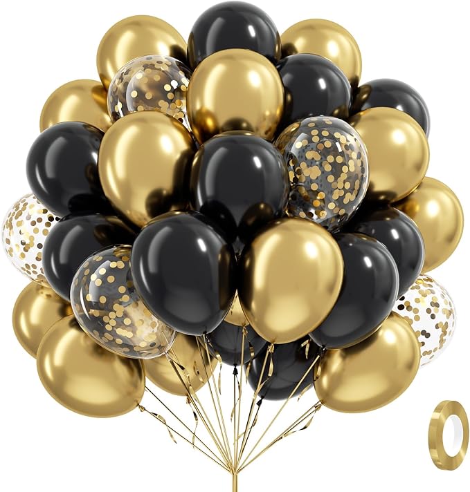 Black and Gold Balloons by Vicduotex