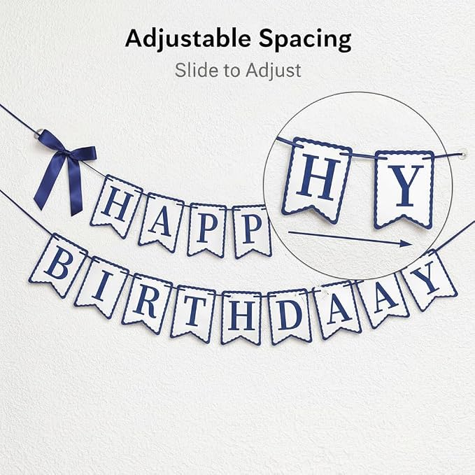 Navy Blue Happy Birthday Banner - Image 3