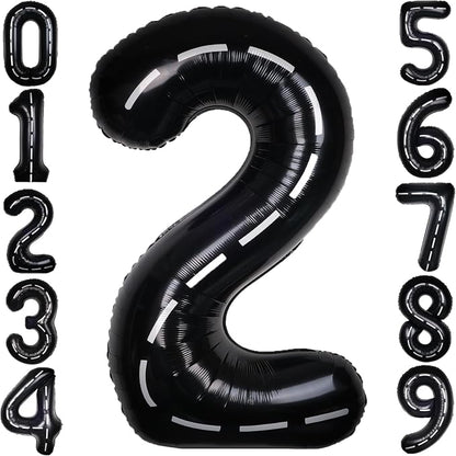 Race Car 40 Inch Black 2 Big Large Helium Balloon Number 0-9 | Track Giant by SULALABOO