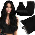 Full Shine Invisible Injected Tape in Hair Extensions Color 1B Black Machine Remy Skin Weft Injection Silky Tape in Extensions 50Grams Double Side 24Inch 20Pcs Real Human Hair Straight for Wedding