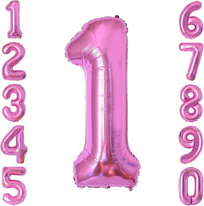 Pink Number 1 Balloon 40 Inch, Shiny Foil Numeral by Unknown