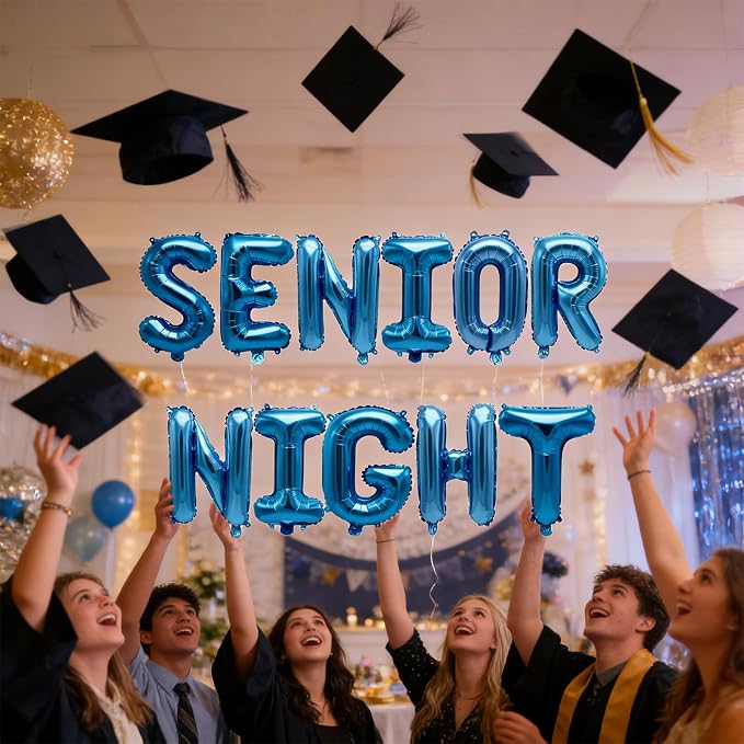 2 Set 22Pcs Blue SENIOR NIGHT Letter Balloons 16in Balloon Foil Letter - Image 6