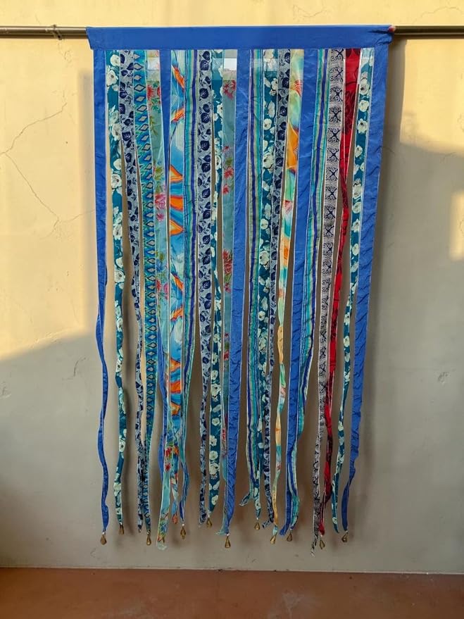 Mango Gifts Old Silk Sari Ribbon Doorway Curtain Hippie Bohemian Room Divider - Image 5
