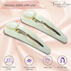 French Amie Clic Clac Ivory Large 2 3/4" Cellulose Handmade in France Set of 2 Snap Hair Pin Clips for Women and Girls