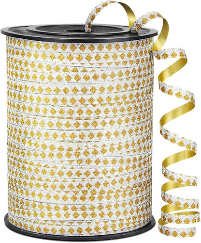 Square Pattern Glitter Curling Ribbon, 1/5" Wide x 500 Yards Christmas Curling by KMERLIFE