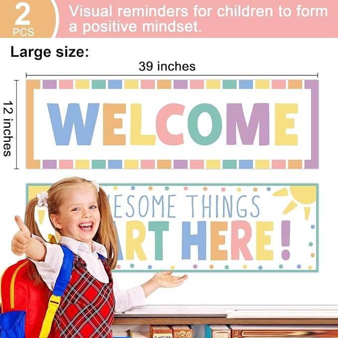 Classroom Decorations Pastel Welcome Banner Poster - Image 2