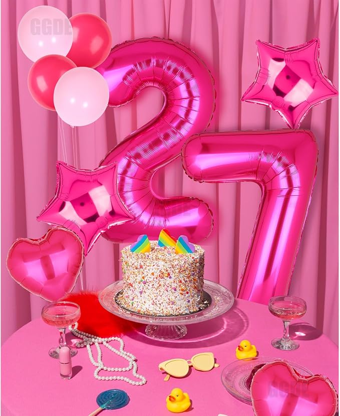 40 Inch Number Balloons Hot Pink 7 Cowgirl Pink 7th Birthday Decor 9 Pcs | - Image 5