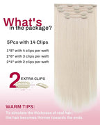 Moresoo Blonde Hair Extensions Clip ins Human Hair White Blonde Clip in Hair Extensions Real Human Hair Double Weft Blonde #60A 5pcs/70g 12 inch